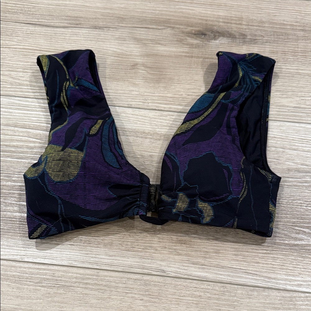 Elegant Women's Floral Bra - Purple and Black